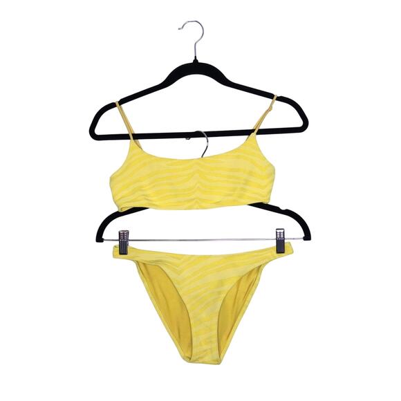 TRIANGL Mica Normal Yellow Zebra Two Piece Strap Top Cheeky Swimwear Women's S - Picture 1 of 15